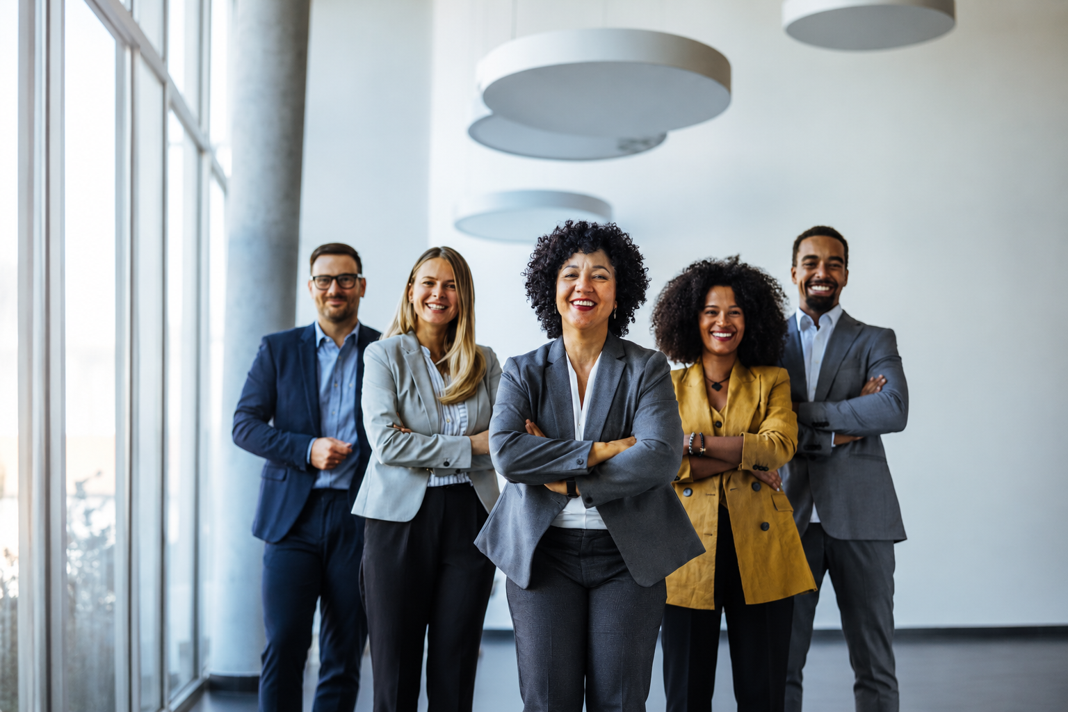 Confident professional team in a modern office